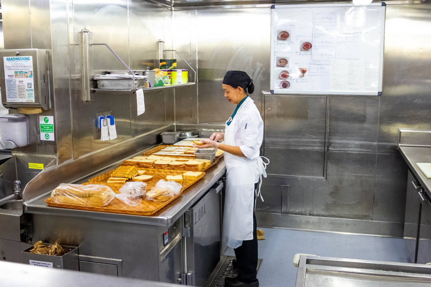 Crew Member working with bread