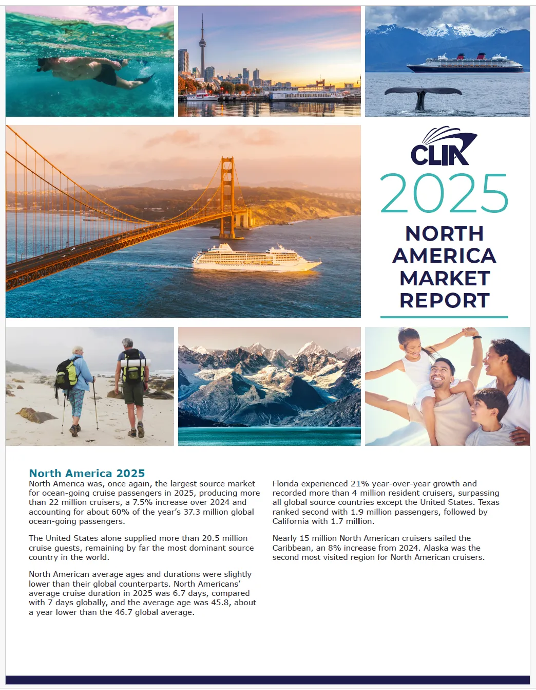 Micro-version of the report cover, featuring a collage of images of people enjoying cruise vacations
