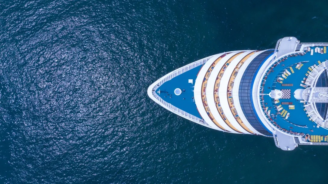 Aerial of a cruise ship