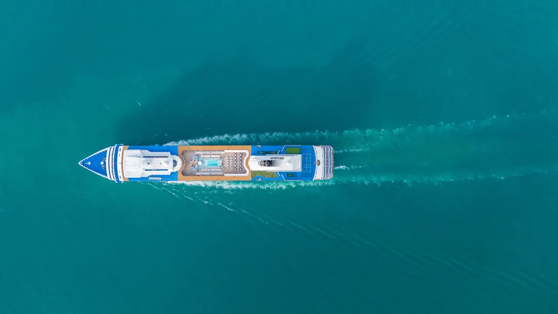 Aerial of a cruiise ship